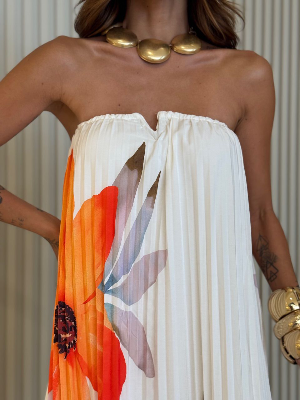 VESTIDO ELIZABETH PLISSADO ESTAMPADO OFF