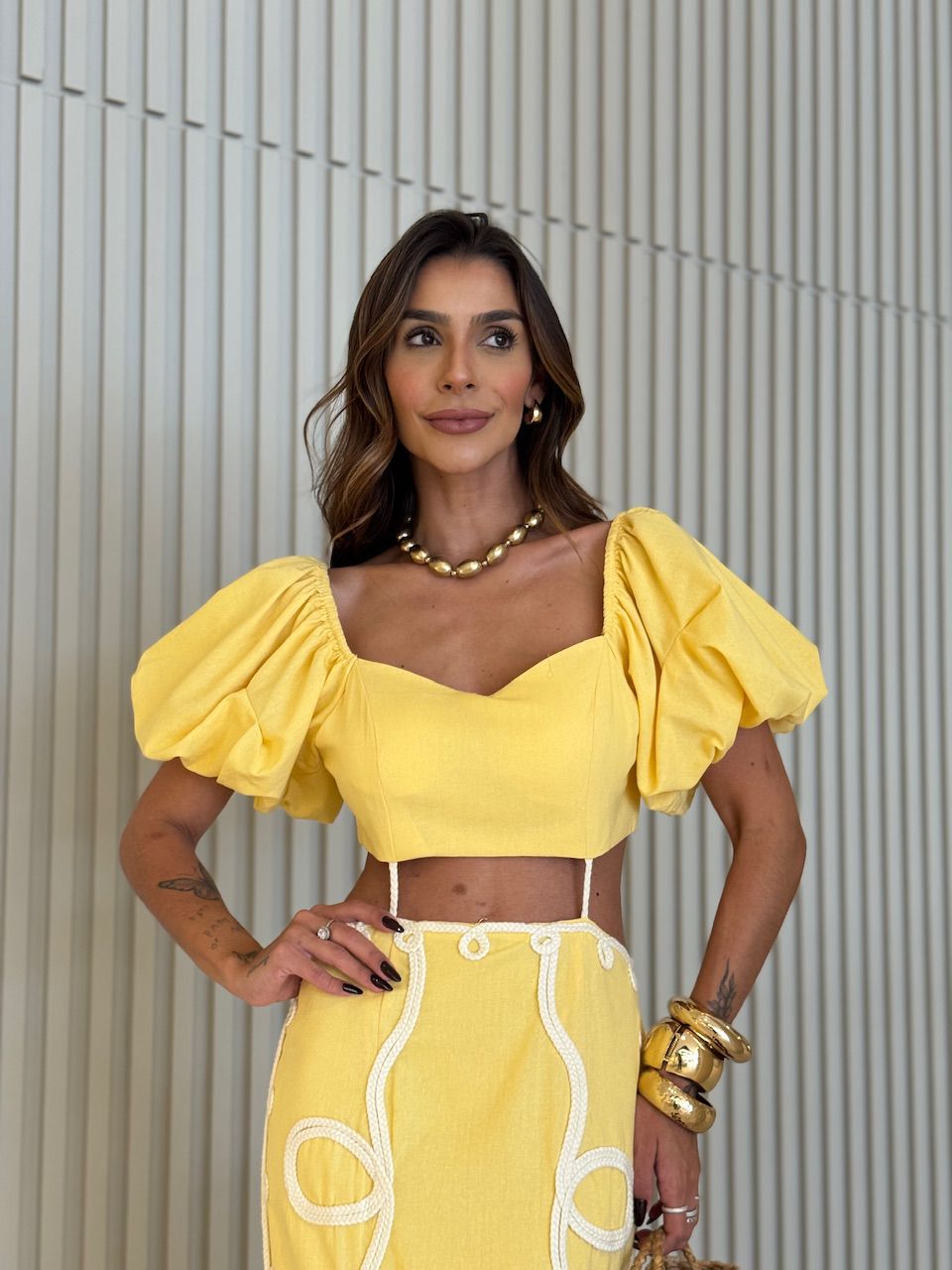 VESTIDO EMILIA BORDADO AMARELO