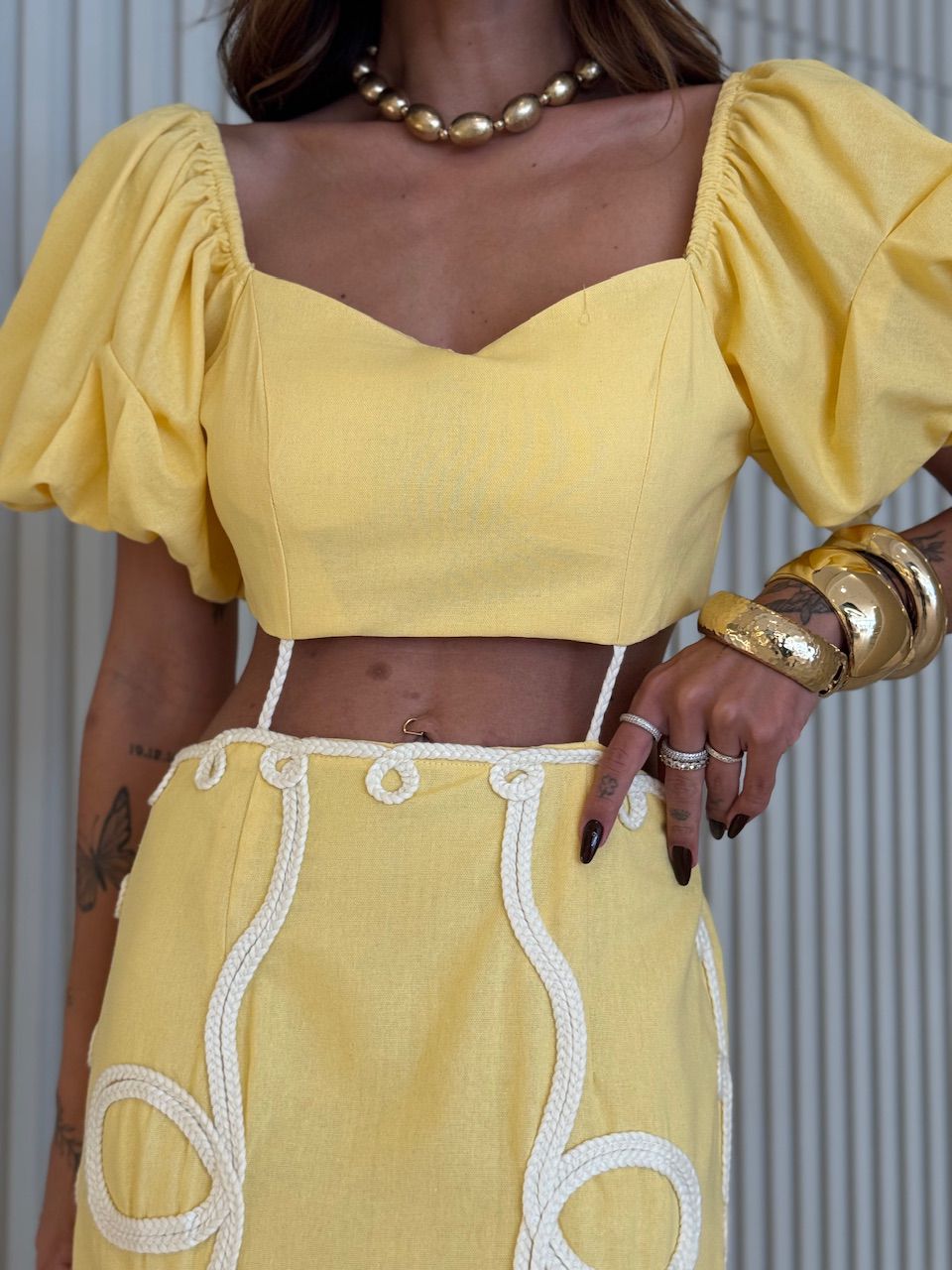 VESTIDO EMILIA BORDADO AMARELO