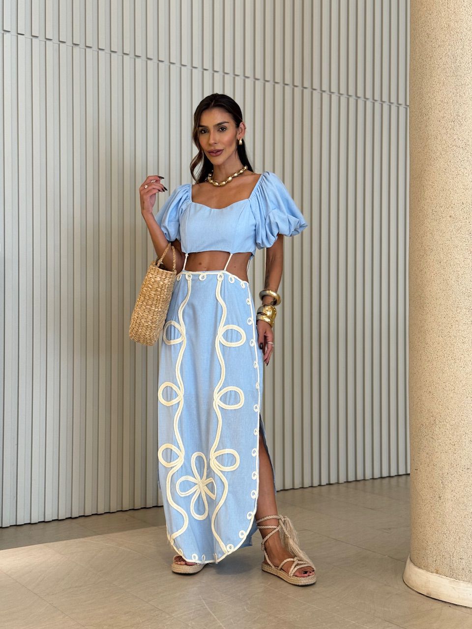 VESTIDO EMILIA BORDADO AZUL