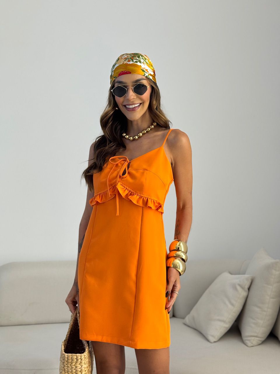 VESTIDO NICOLE CURTO LARANJA