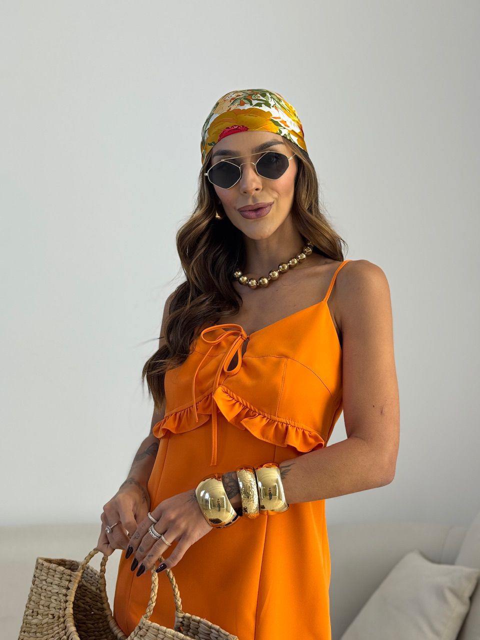 VESTIDO NICOLE CURTO LARANJA