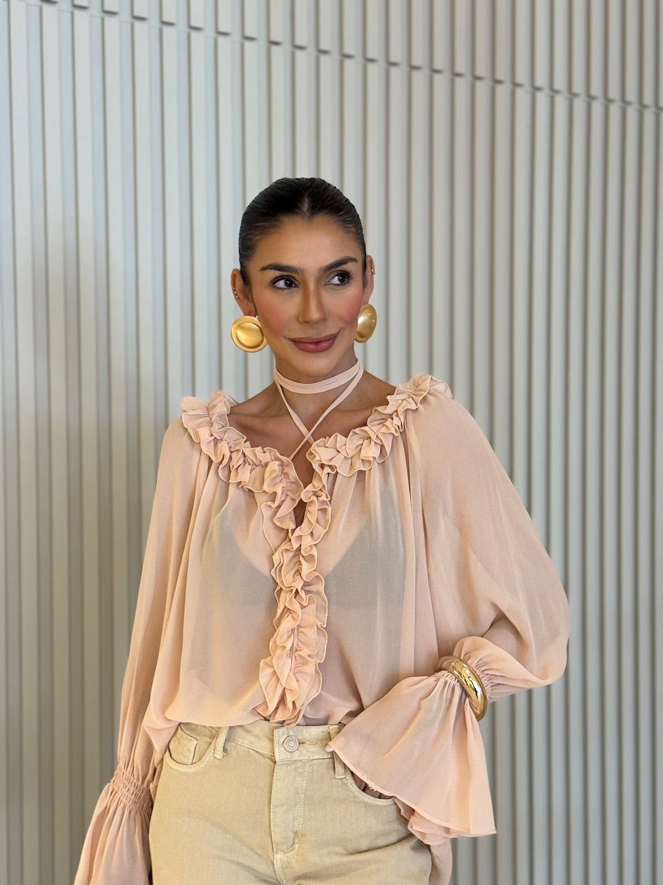 BATA CIBELE BABADO BEGE - 0076710103 - CAROLLA FERRARO