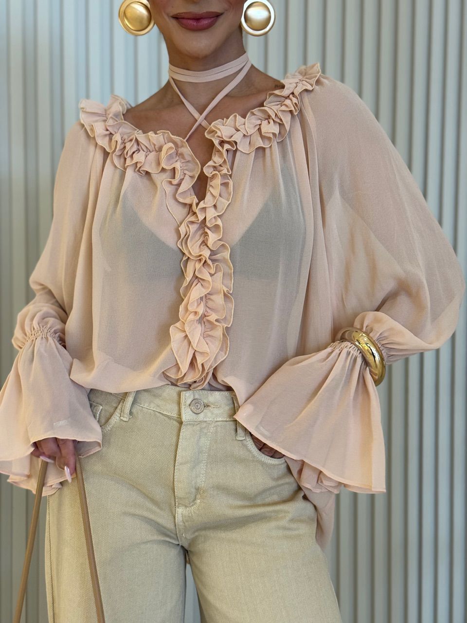 BATA CIBELE BABADO BEGE