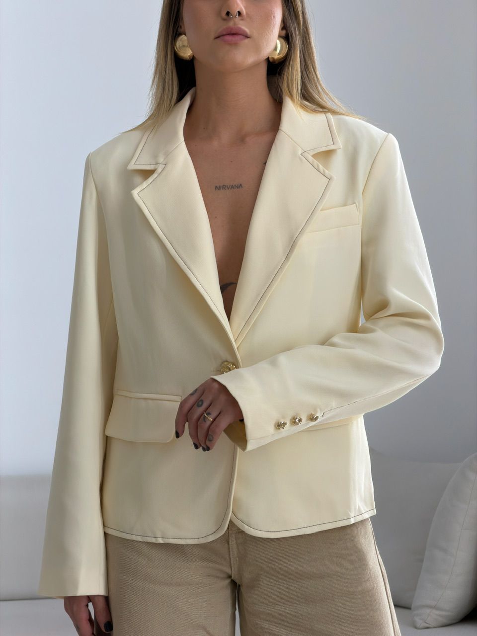 BLAZER CAETANA ALFAIATARIA CREME