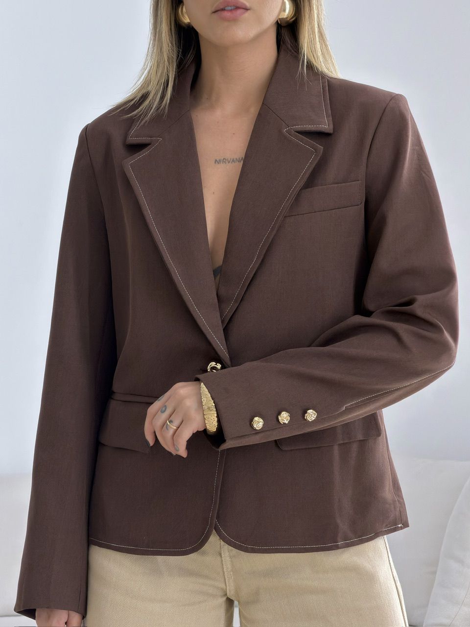 BLAZER CAETANA ALFAIATARIA MARROM