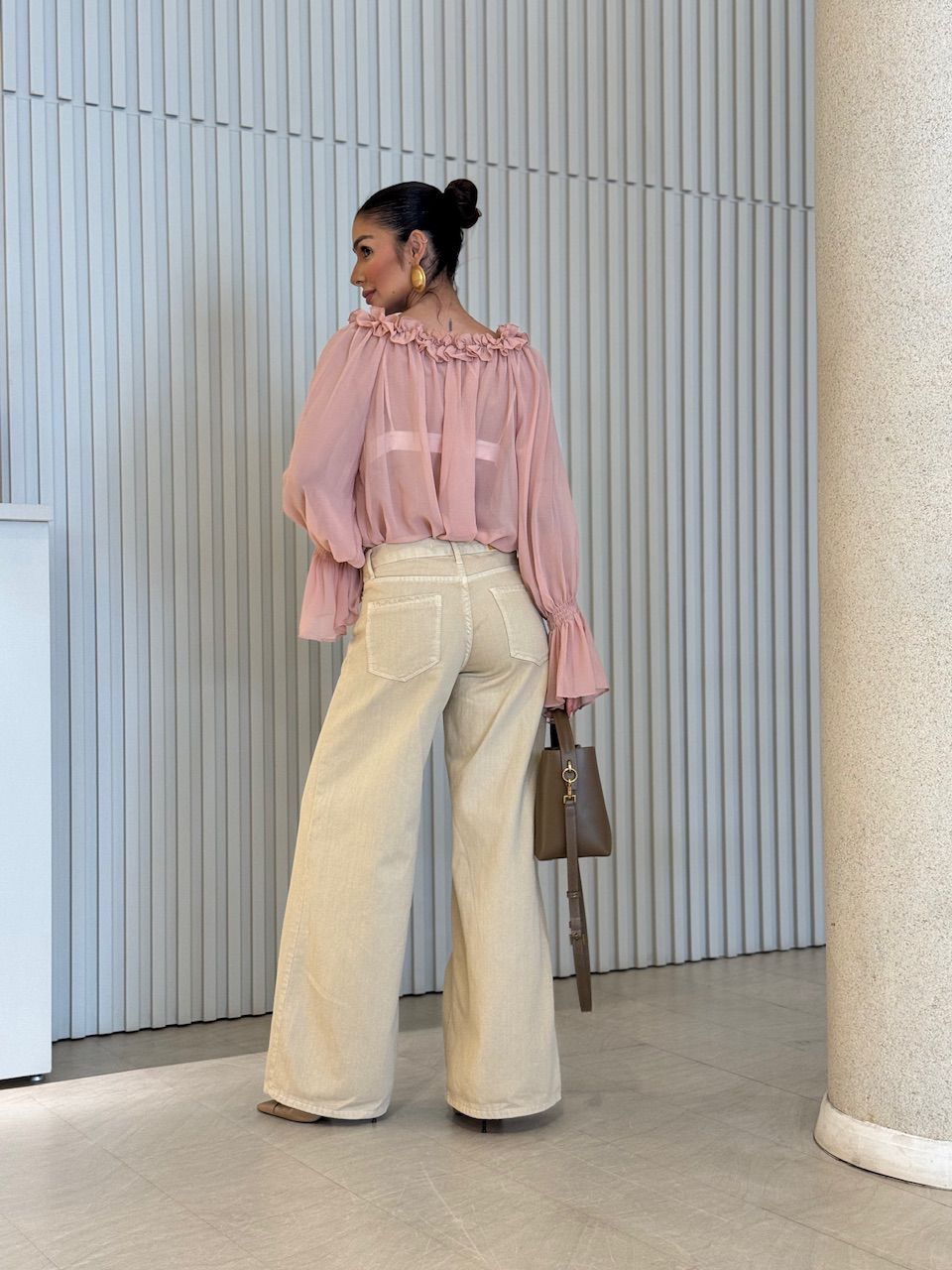 CALÇA ANA CAROLINA JEANS BEGE