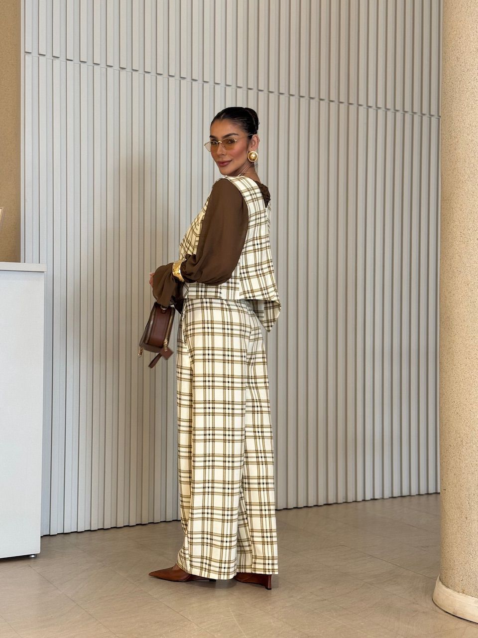 CONJUNTO LUCIENE XADREZ CREME