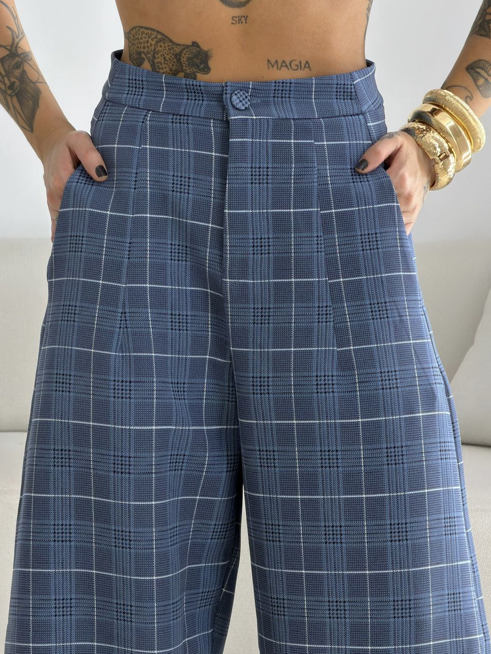 CONJUNTO LUCIENE XADREZ AZUL