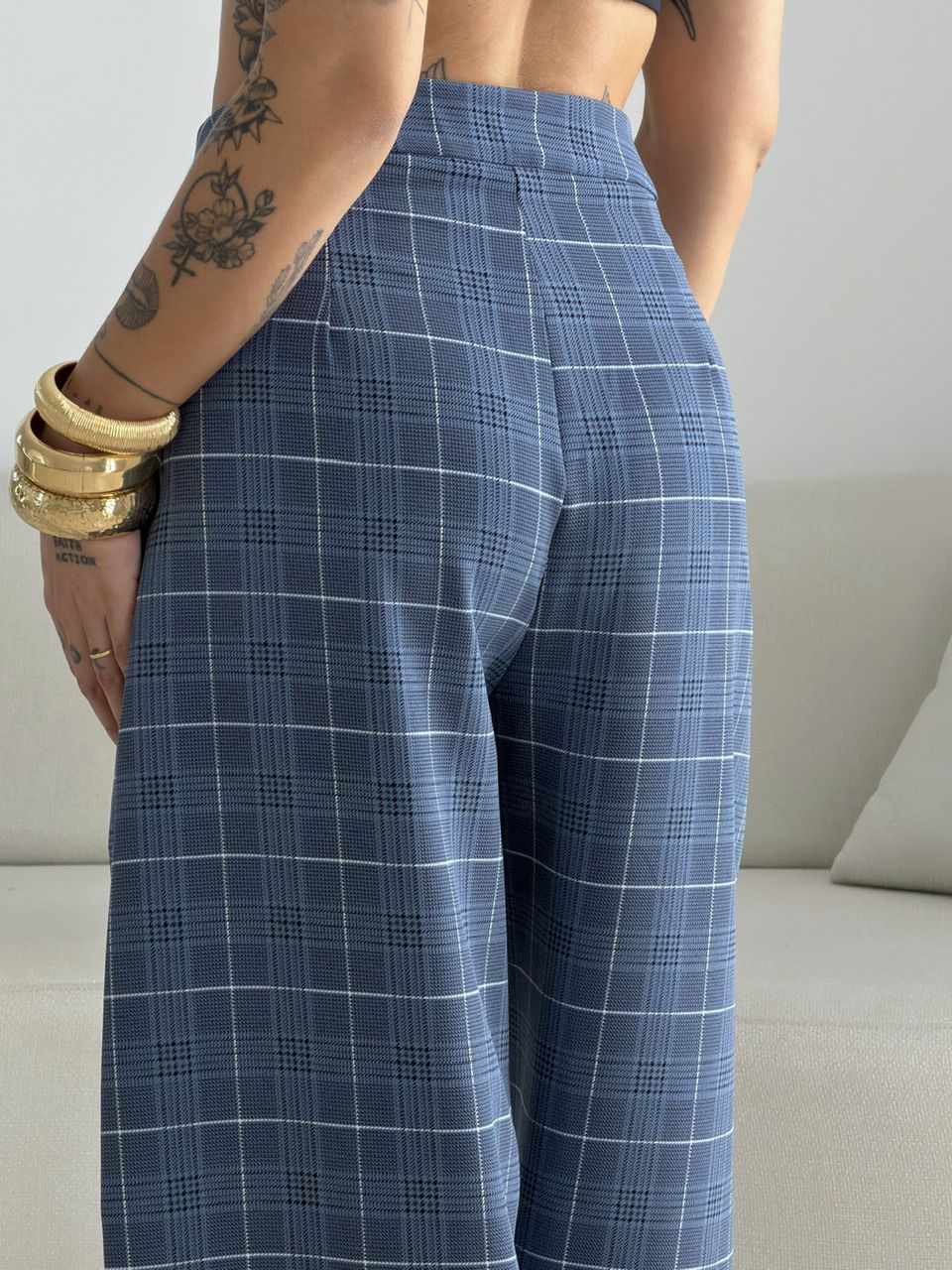 CONJUNTO LUCIENE XADREZ AZUL