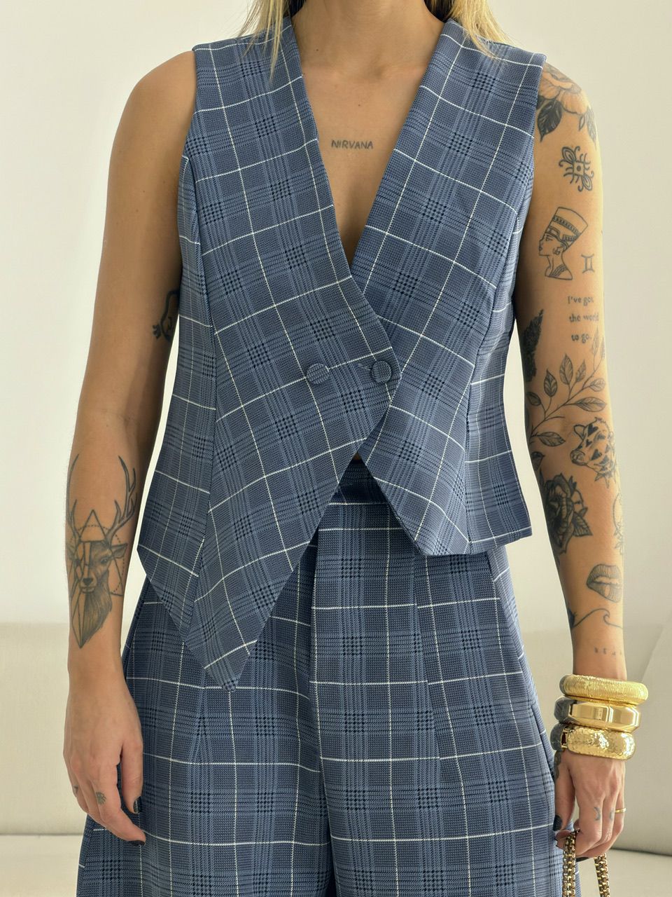 CONJUNTO LUCIENE XADREZ AZUL