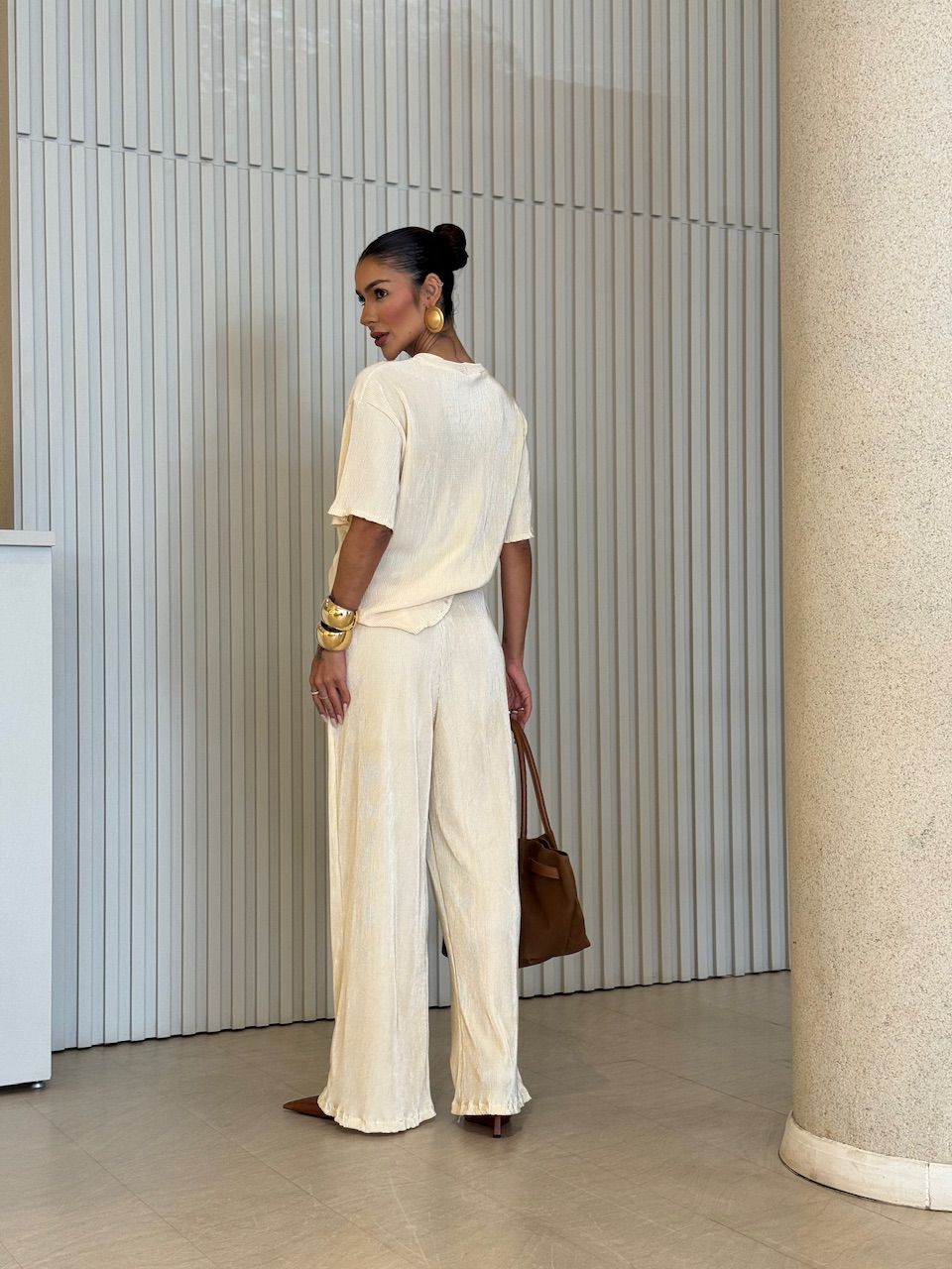 CONJUNTO NATANE PLISSADO MARFIM