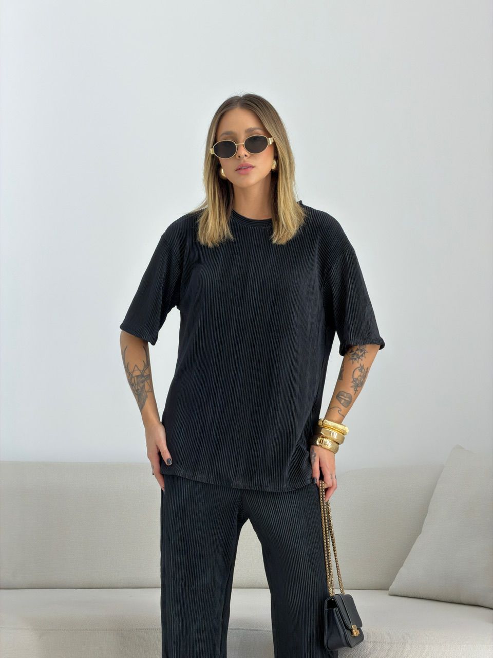 CONJUNTO NATANE PLISSADO PRETO