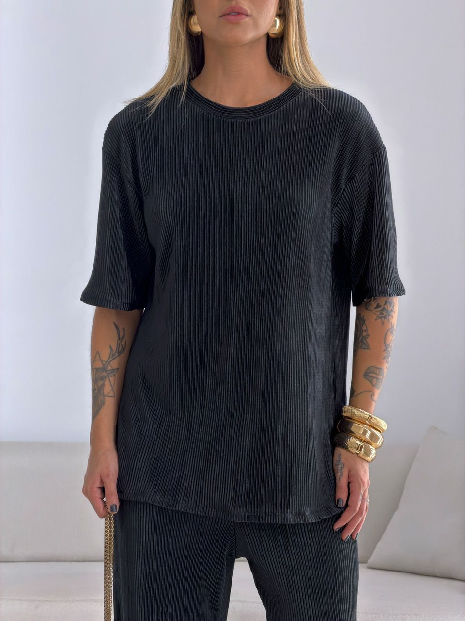 CONJUNTO NATANE PLISSADO PRETO