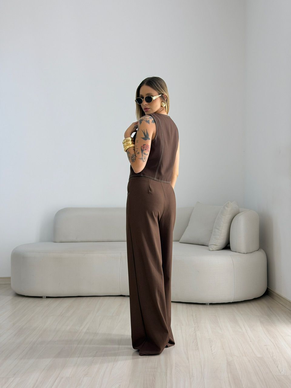 CONJUNTO CLÉIA COLETE CALÇA MARROM