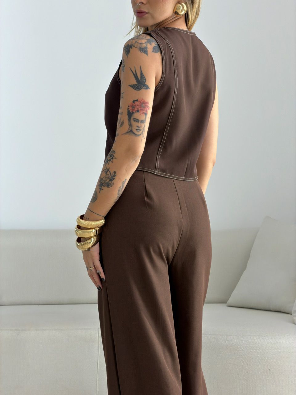 CONJUNTO CLÉIA COLETE CALÇA MARROM