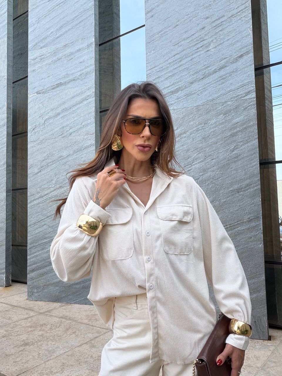 CAMISA VITÓRIA COTELÊ MARFIM