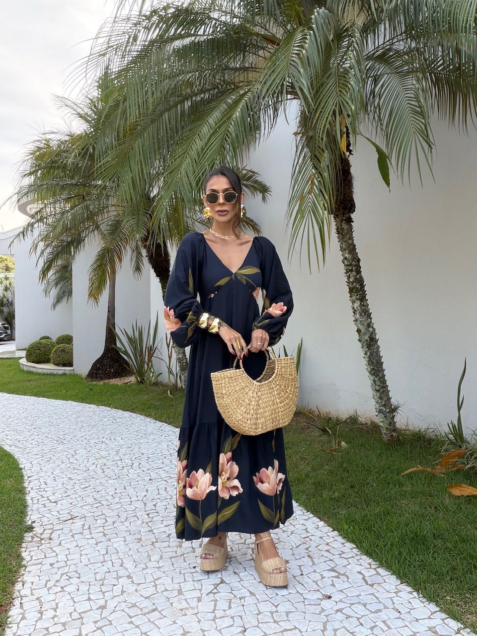 VESTIDO ANITA FLOR MARINHO