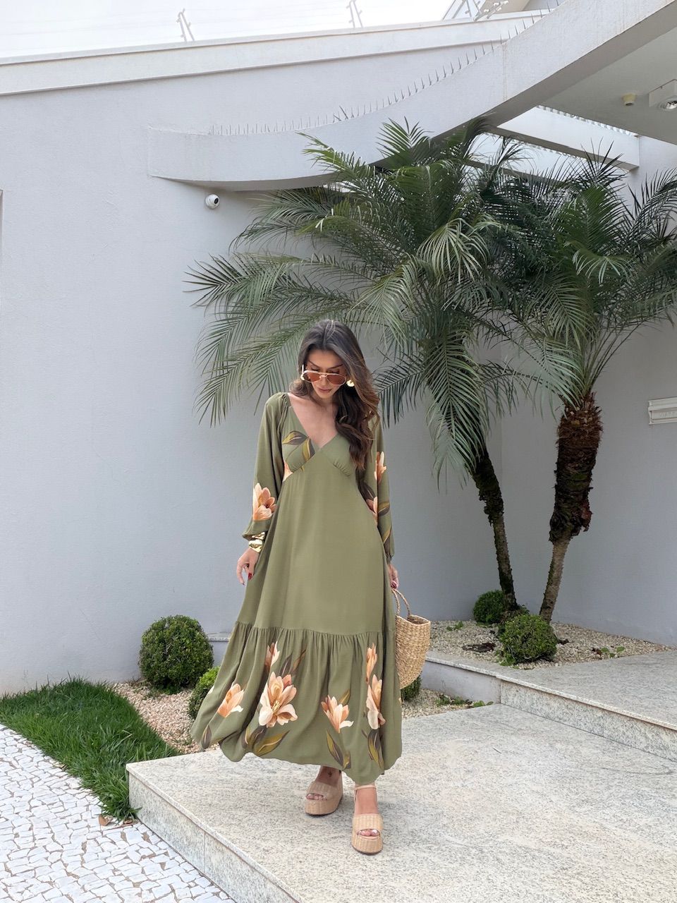 VESTIDO ANITA FLOR VERDE