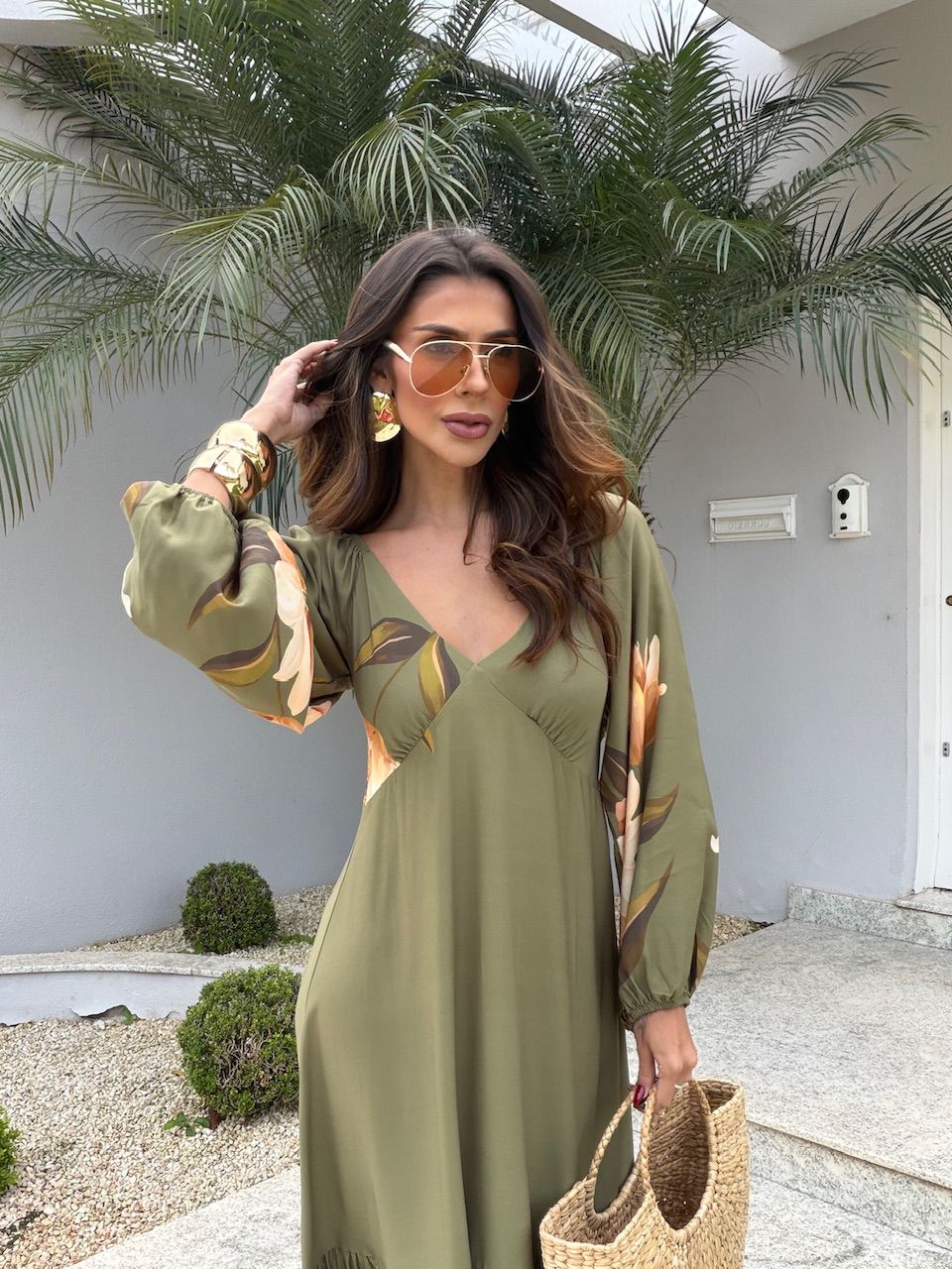 VESTIDO ANITA FLOR VERDE