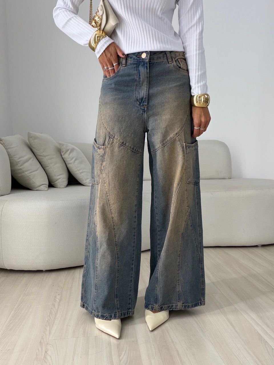 CALÇA LUANA WIDE LEG RECORTES SUJINHA
