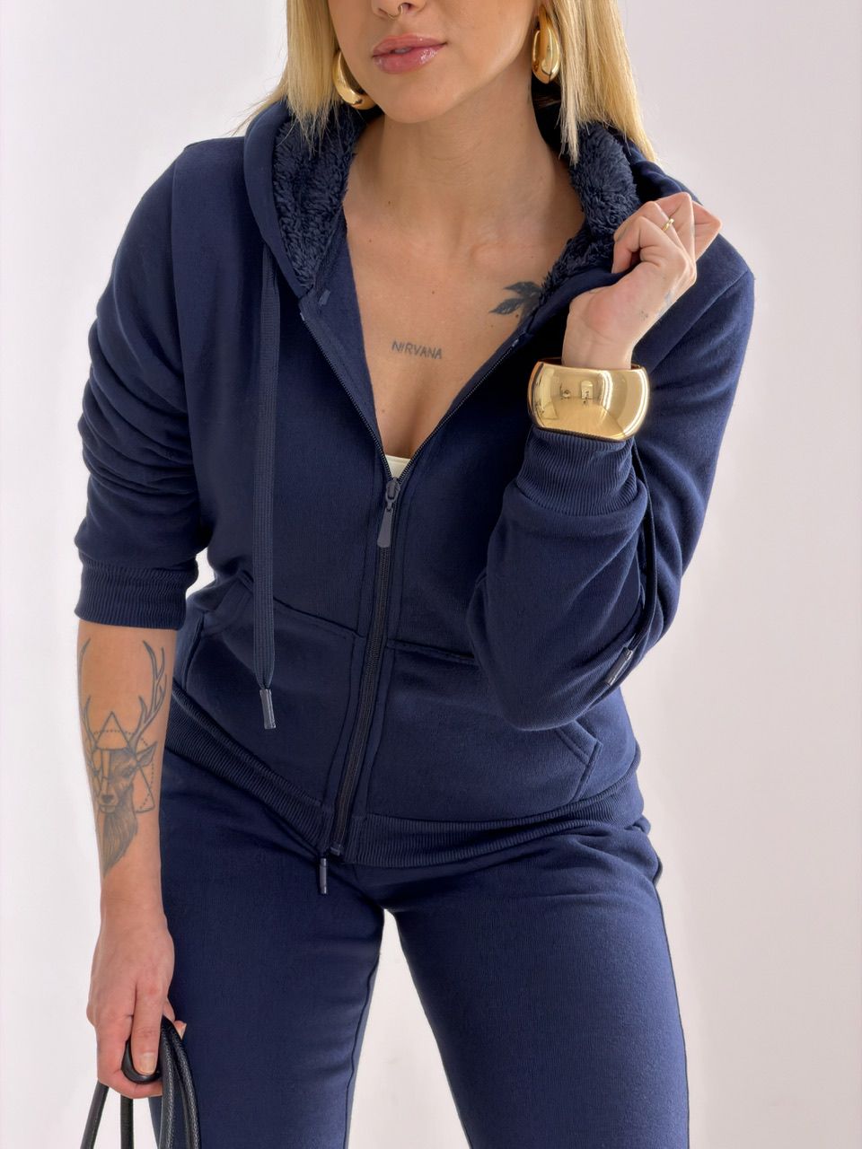 CONJUNTO ROSE MOLETOM MARINHO