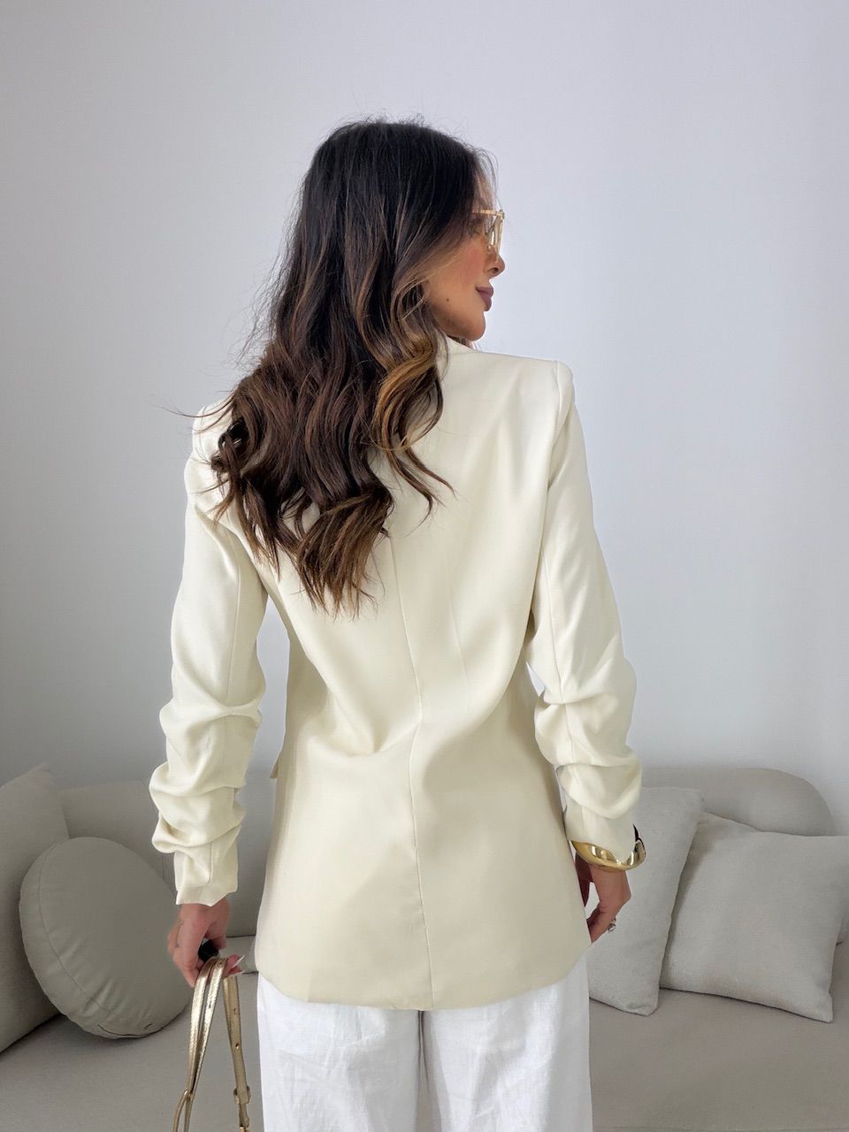 BLAZER DUDA ALONGADO AREIA