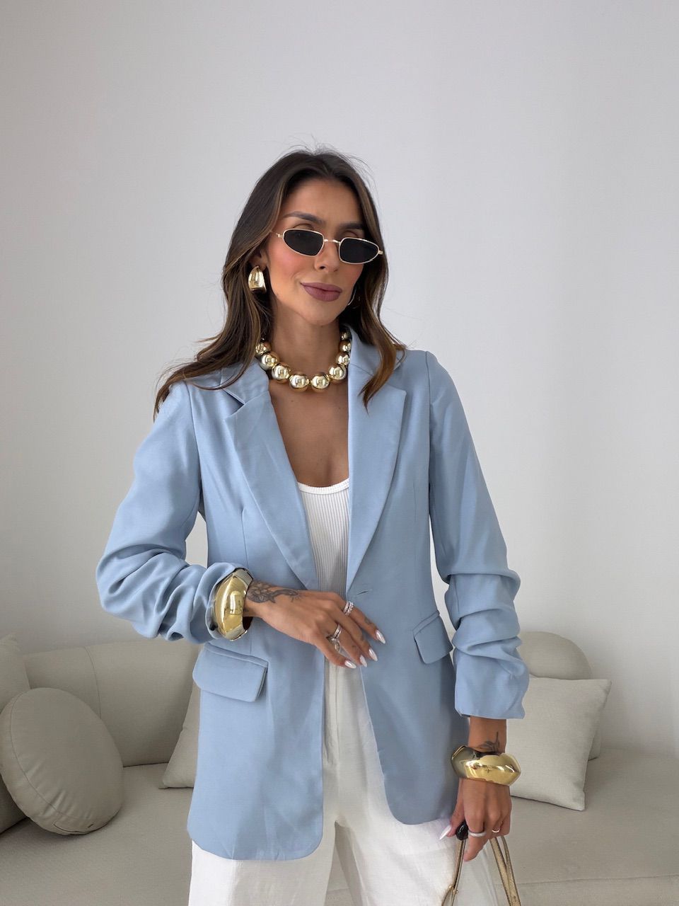 BLAZER DUDA ALONGADO AZUL