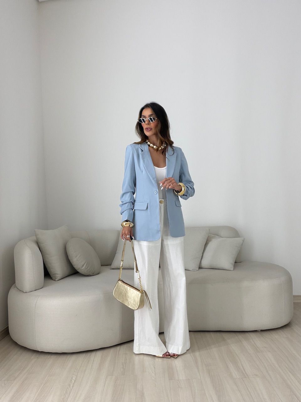 BLAZER DUDA ALONGADO AZUL
