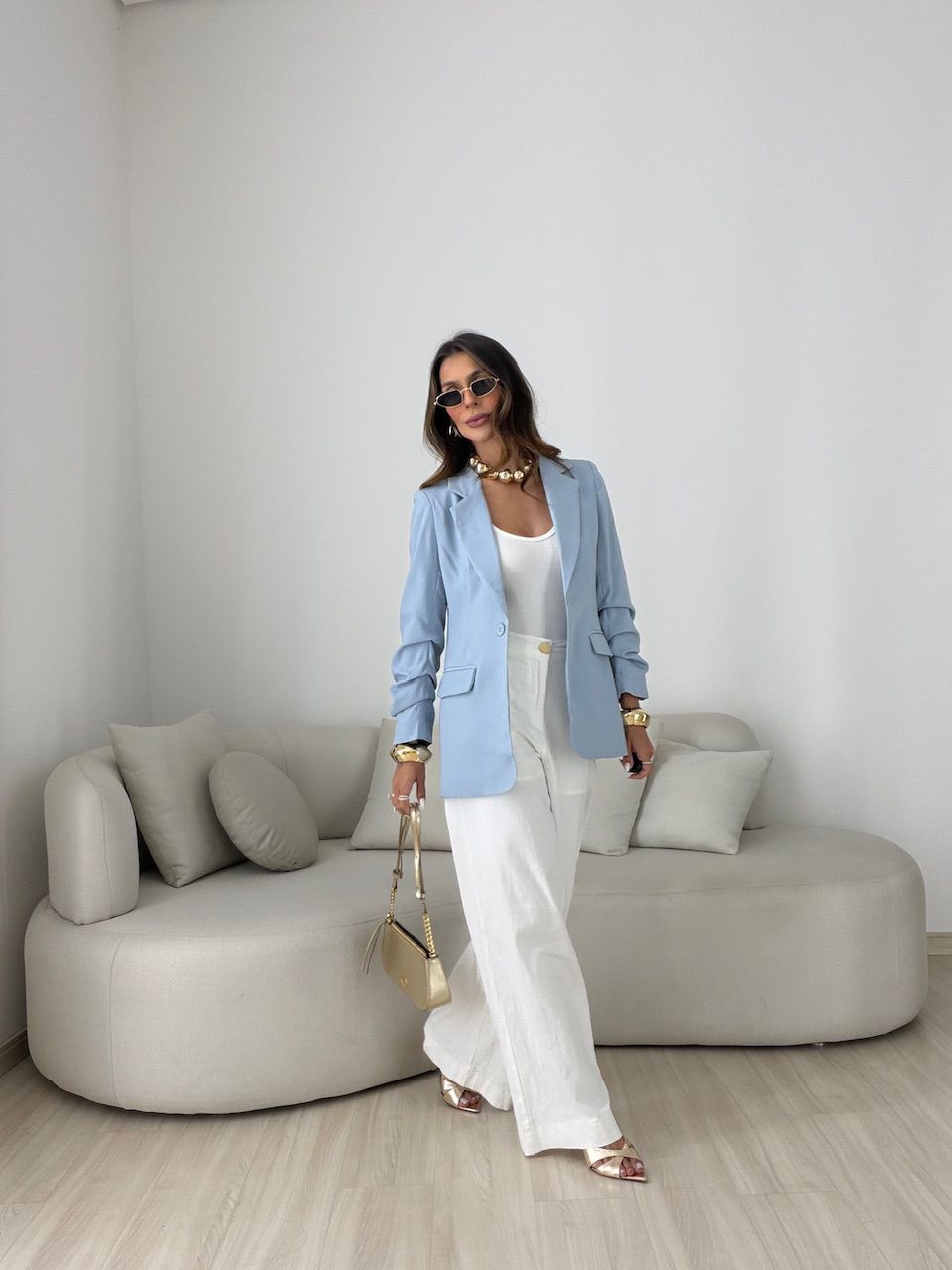 BLAZER DUDA ALONGADO AZUL