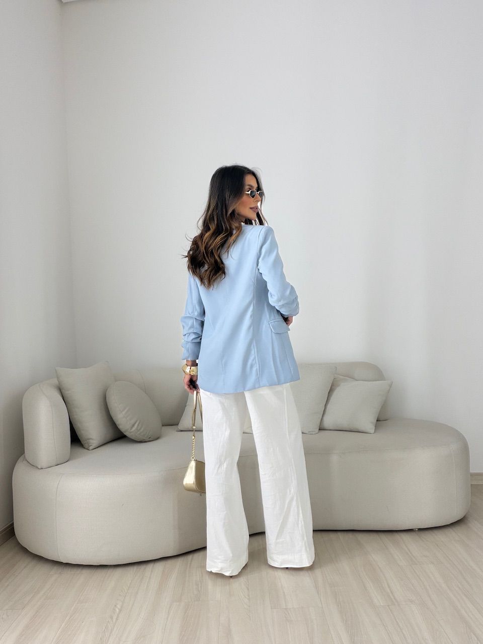 BLAZER DUDA ALONGADO AZUL