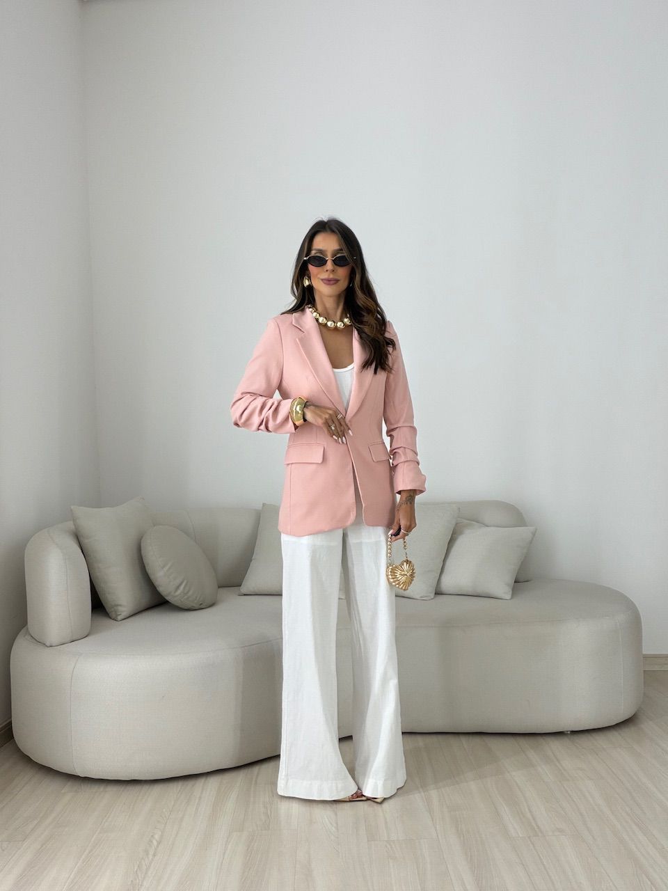 BLAZER DUDA ALONGADO ROSA
