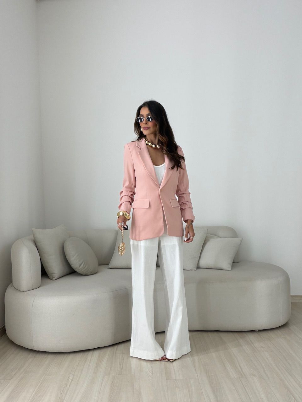 BLAZER DUDA ALONGADO ROSA