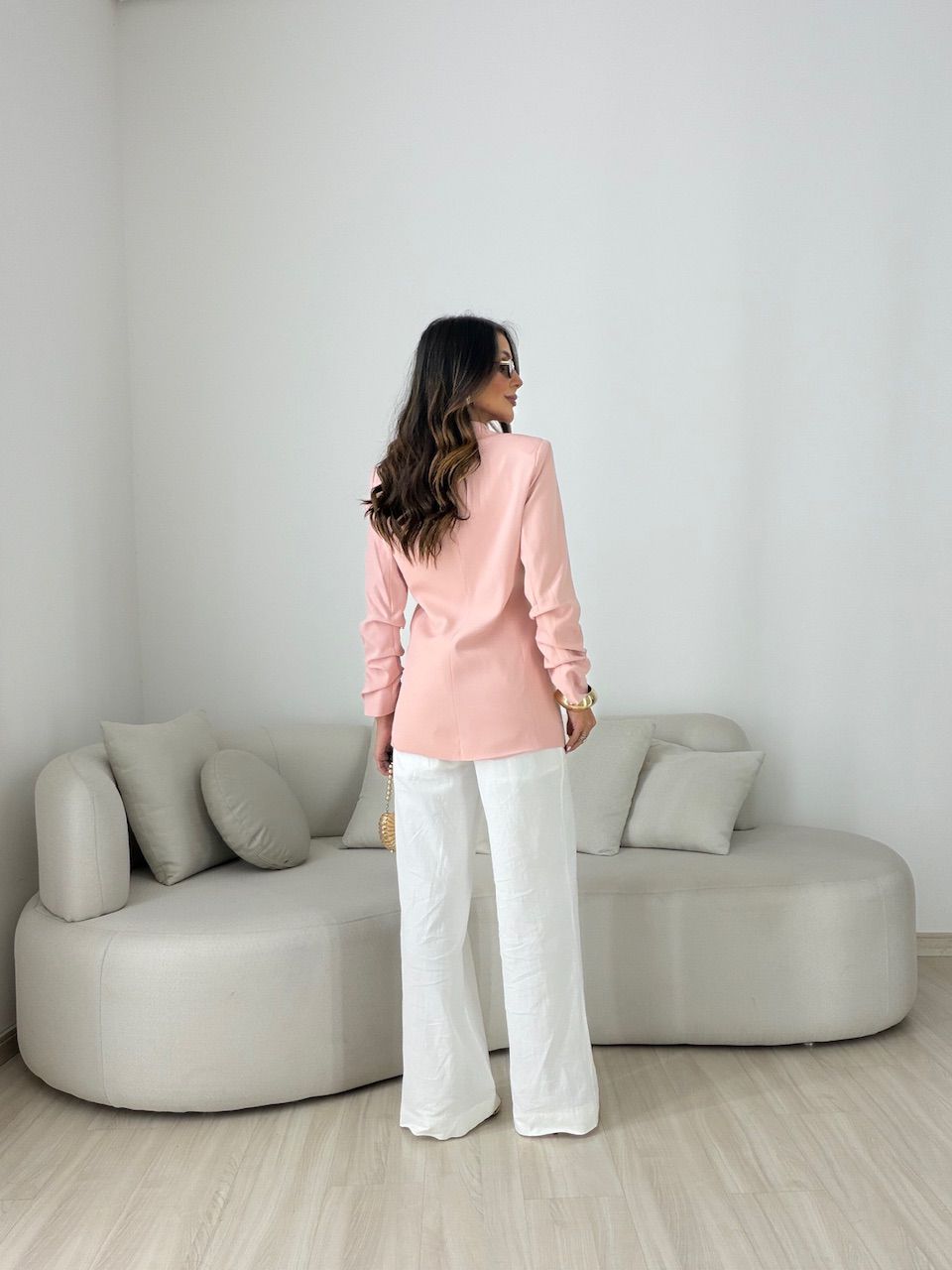 BLAZER DUDA ALONGADO ROSA