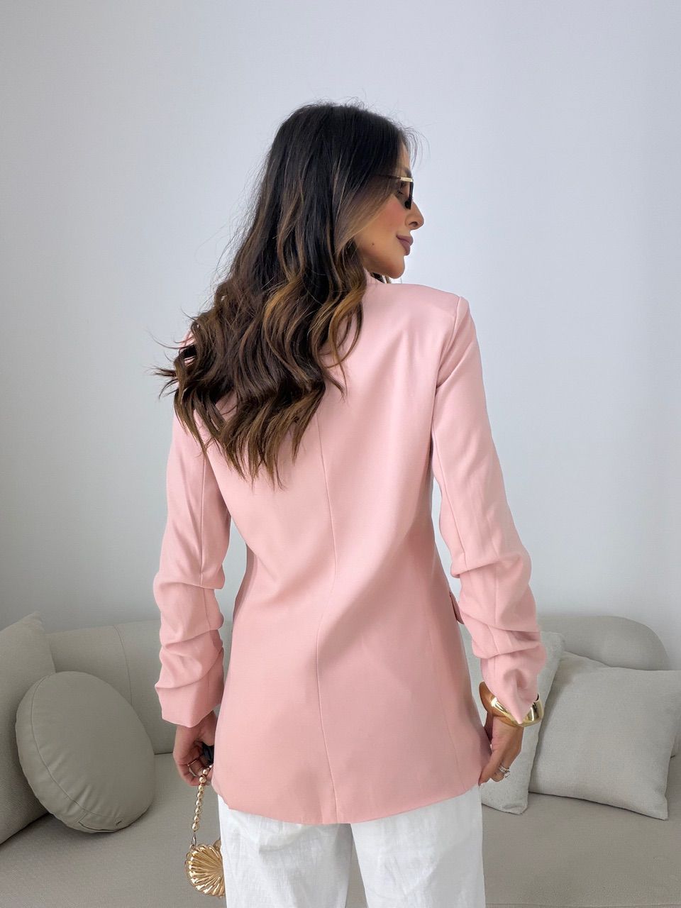 BLAZER DUDA ALONGADO ROSA