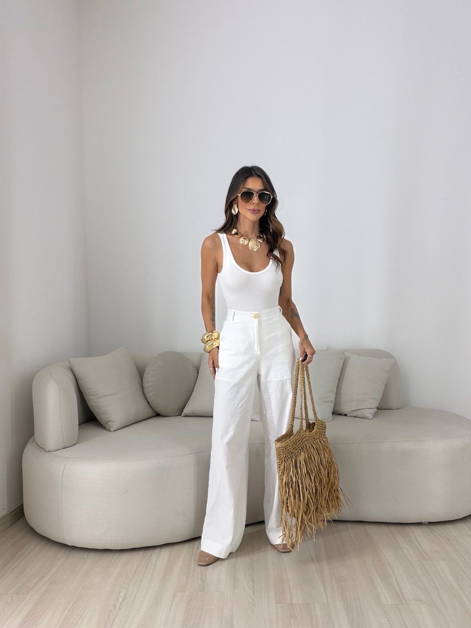 CALÇA LILIANE BOTÃO OFF