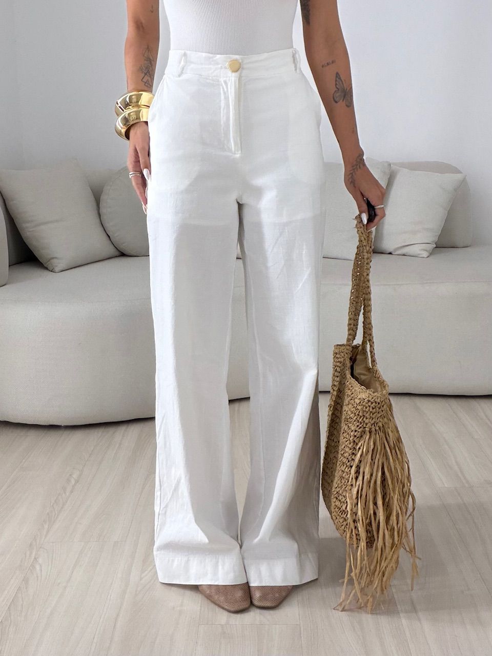 CALÇA LILIANE BOTÃO OFF - 0081290048 - CAROLLA FERRARO