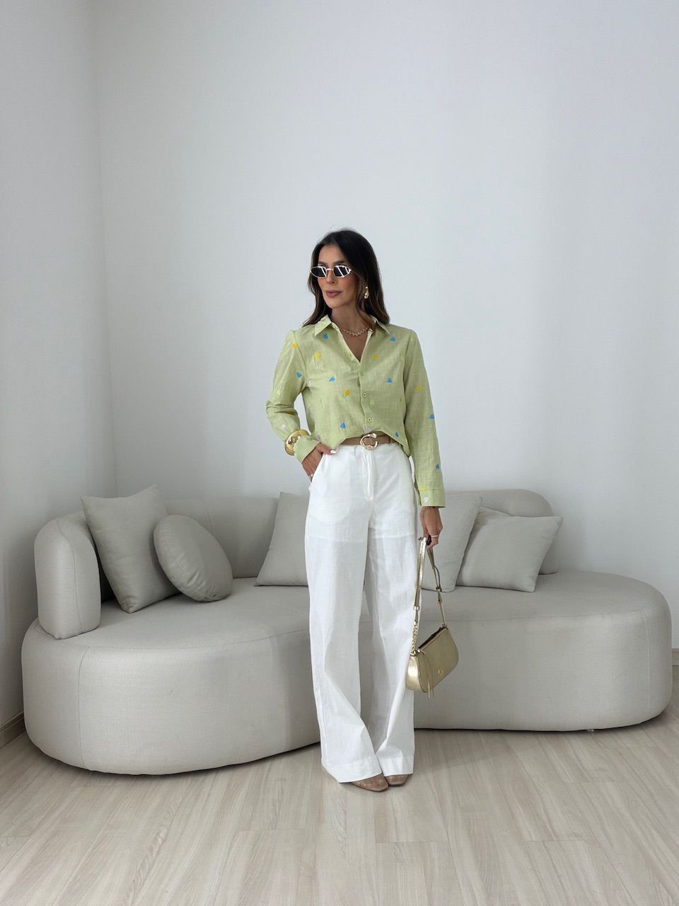 CAMISA BEATRIZ CORAÇÕES VERDE