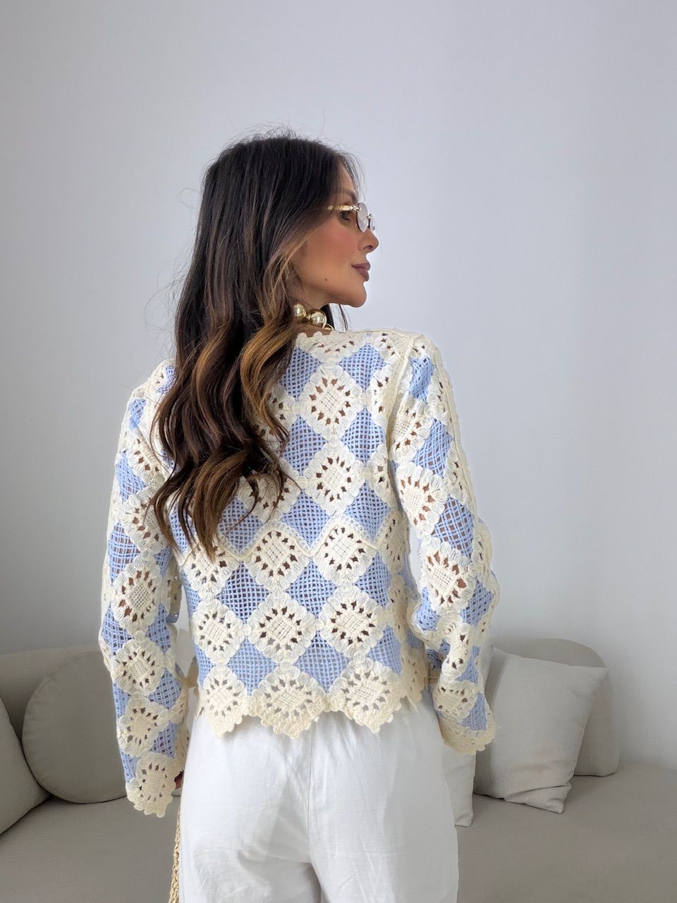 CROPPED IOLANDA CROCHÊ AZUL