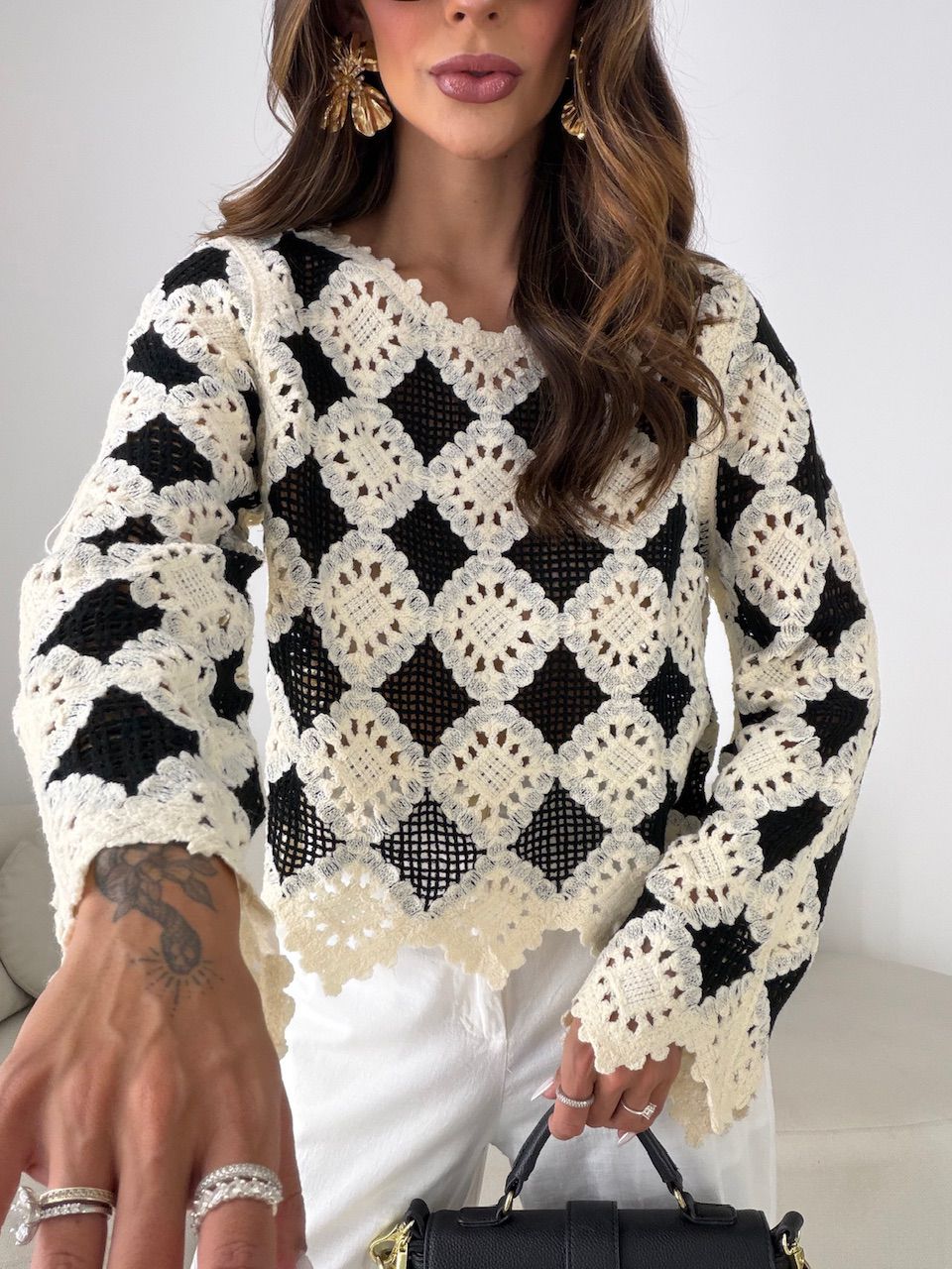 CROPPED IOLANDA CROCHÊ PRETO