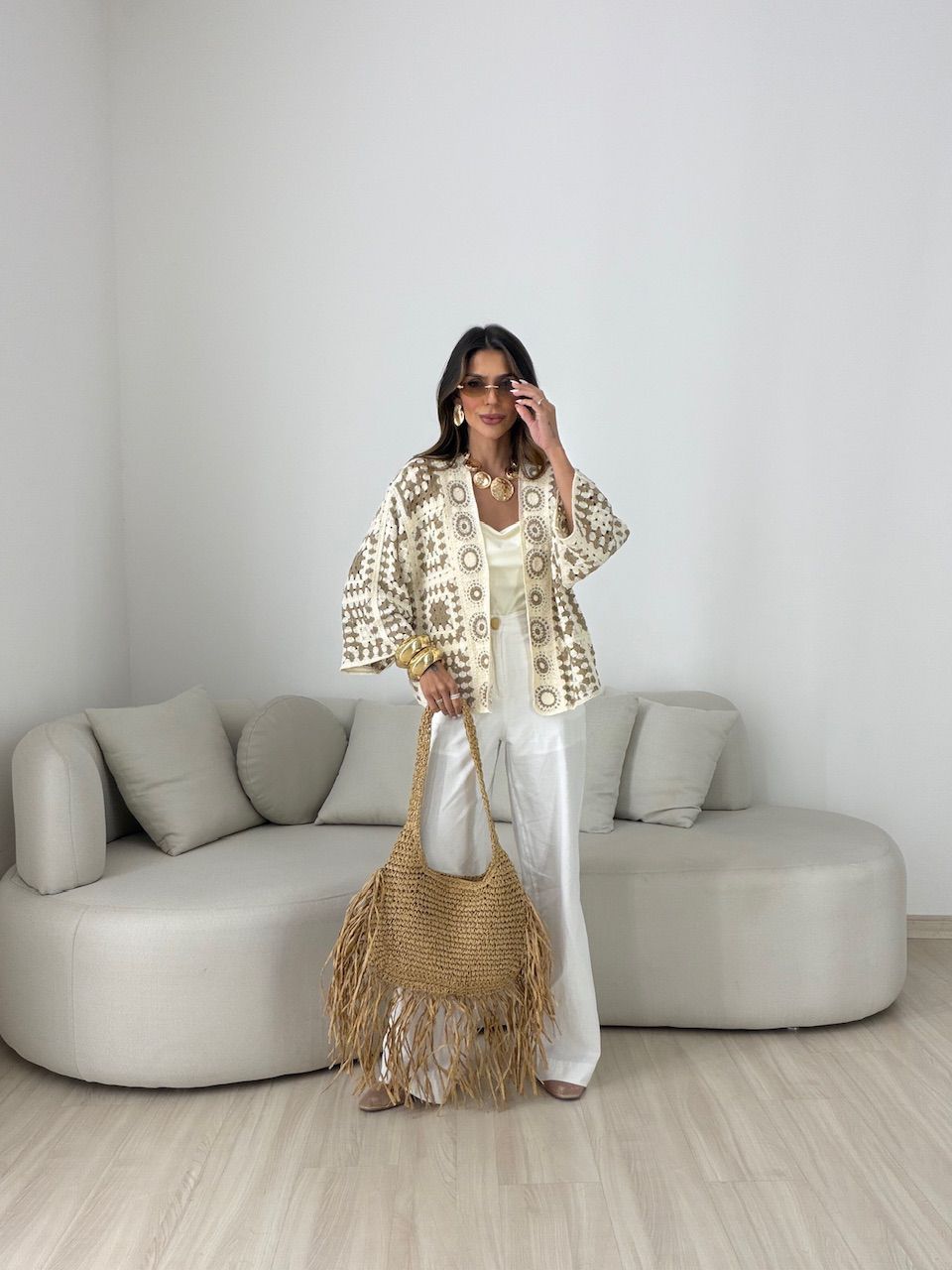 KIMONO PRISCILA ESTAMPADO CAQUI