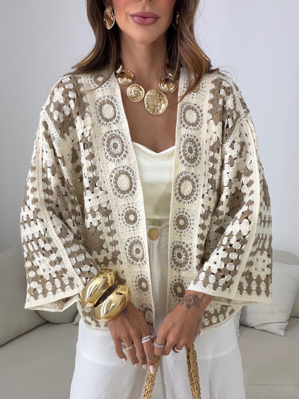 KIMONO PRISCILA ESTAMPADO CAQUI