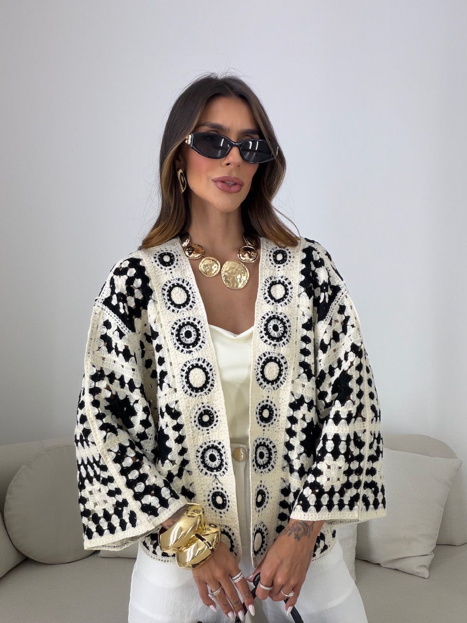 KIMONO PRISCILA ESTAMPADO PRETO - 0081250032 - CAROLLA FERRARO