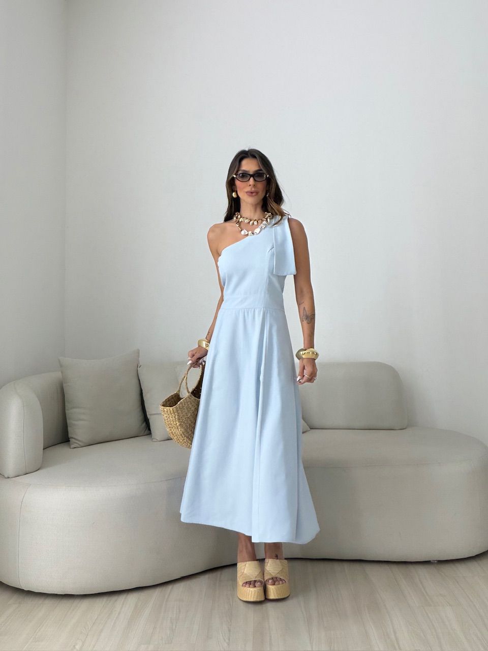 VESTIDO DÉBORA NULA MANGA AZUL