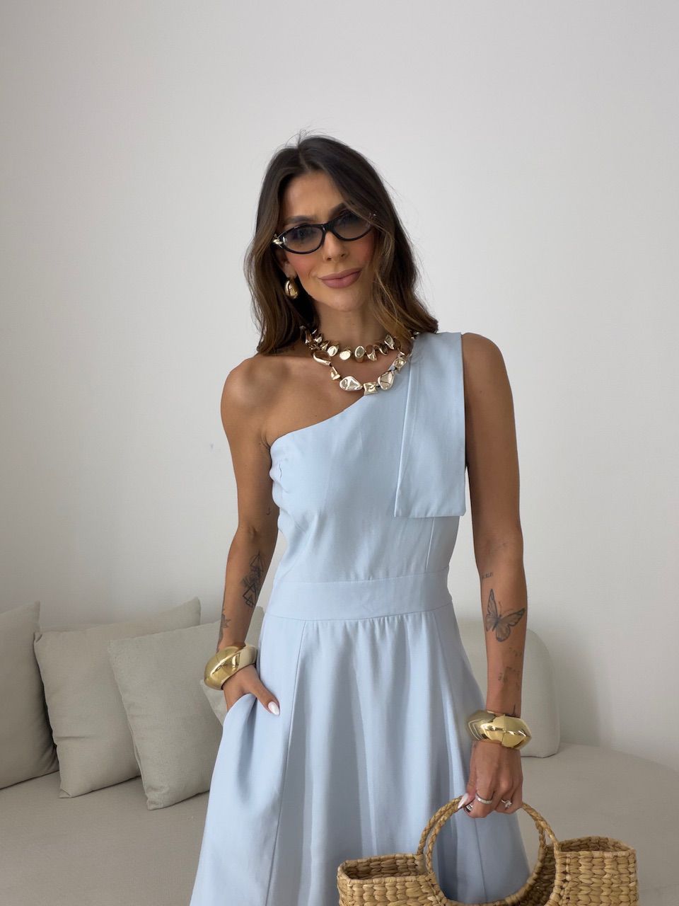 VESTIDO DÉBORA NULA MANGA AZUL