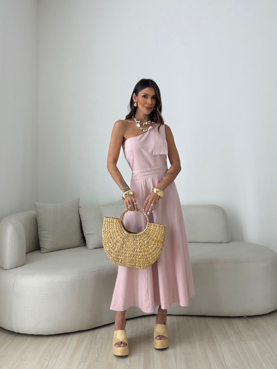 VESTIDO DÉBORA NULA MANGA ROSA