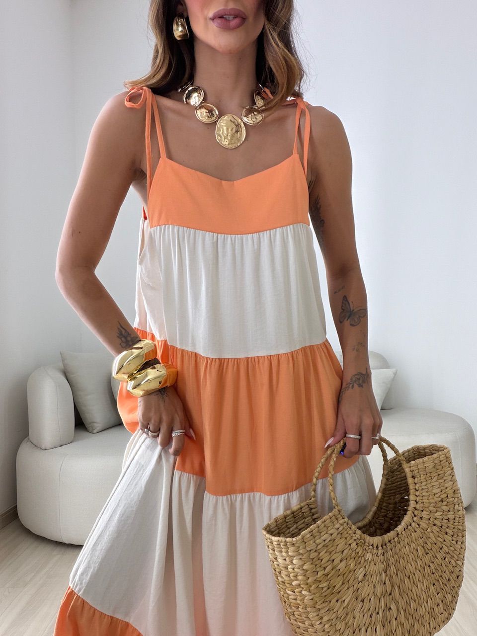 VESTIDO JANAÍNA ALCINHA LARANJA