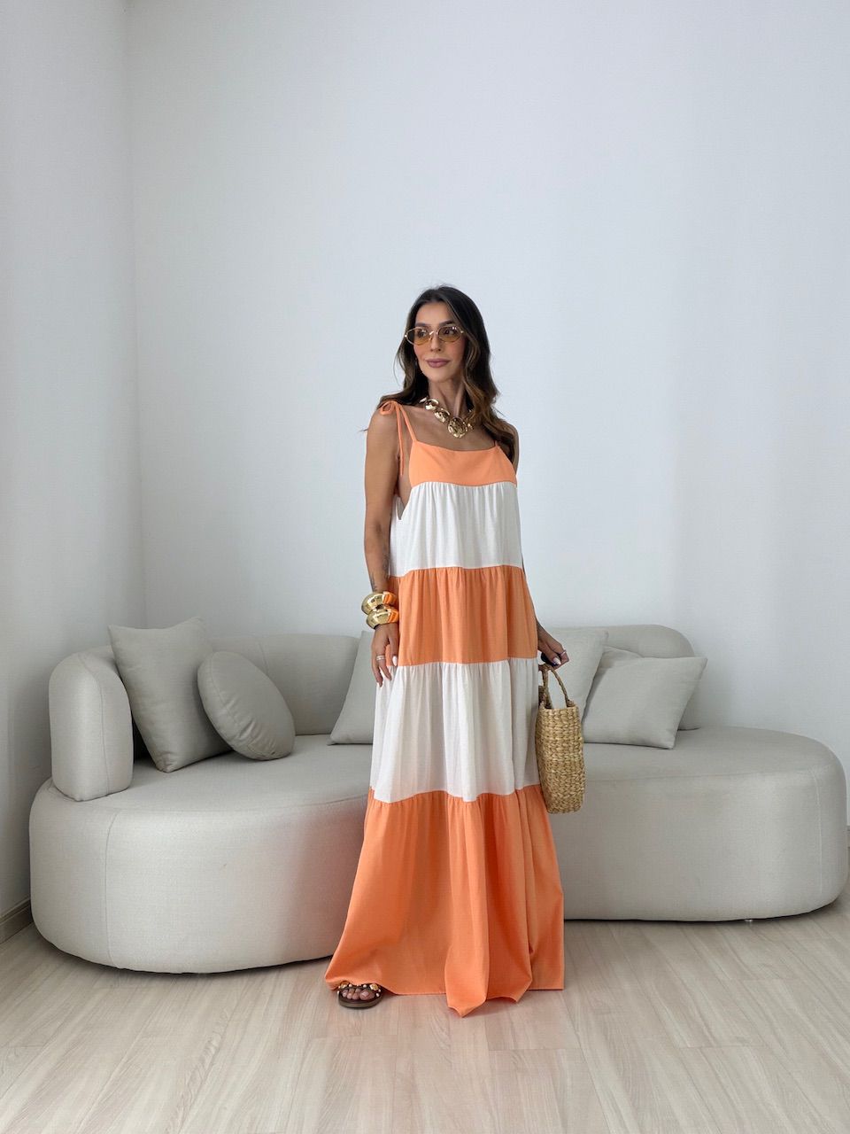 VESTIDO JANAÍNA ALCINHA LARANJA