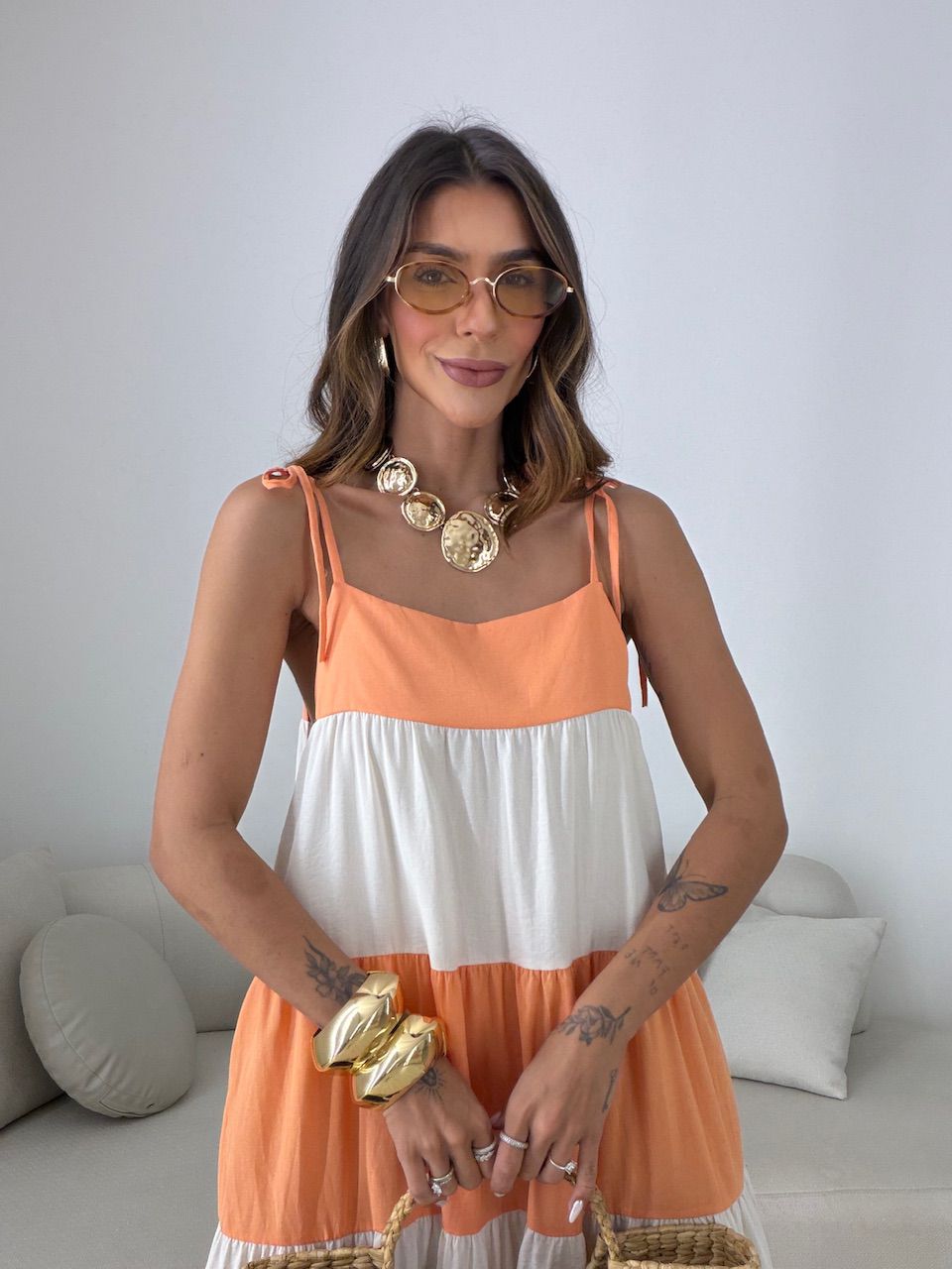 VESTIDO JANAÍNA ALCINHA LARANJA