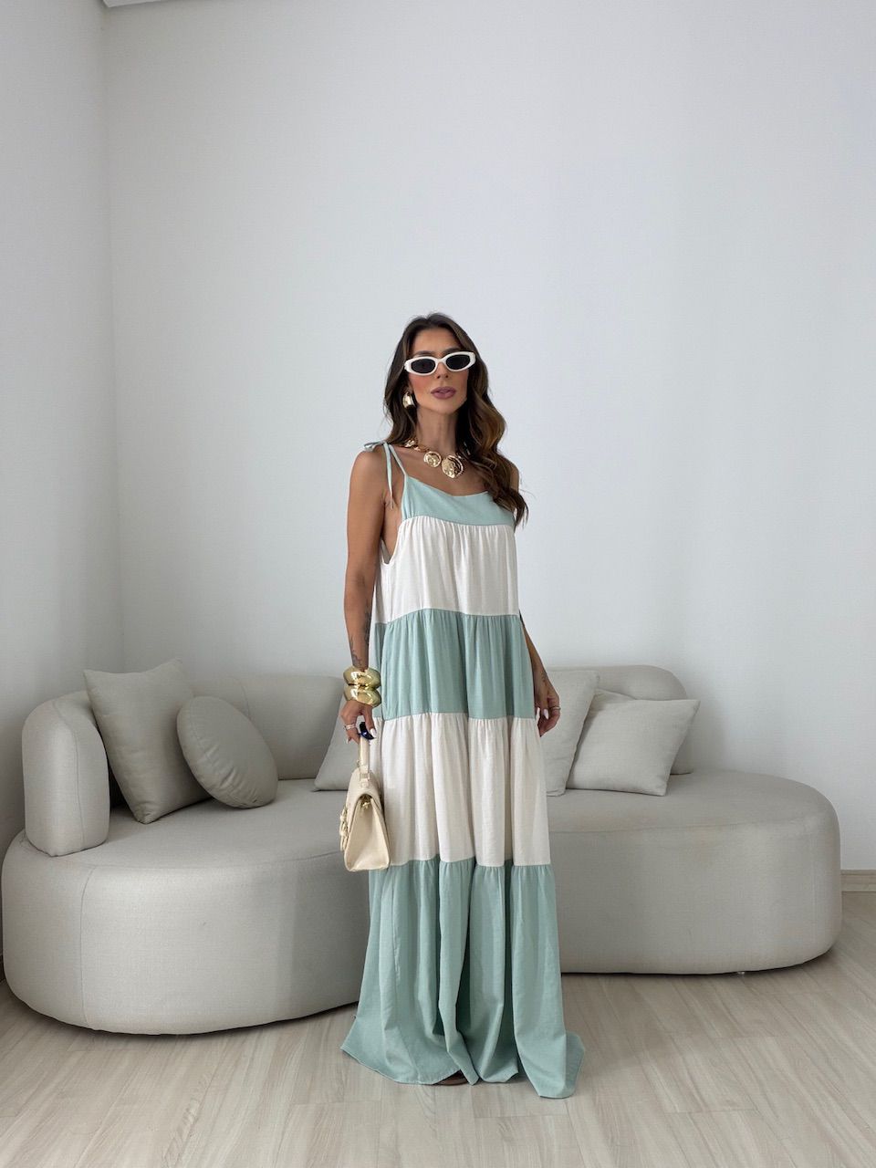 VESTIDO JANAÍNA ALCINHA VERDE - 0080160230 - CAROLLA FERRARO